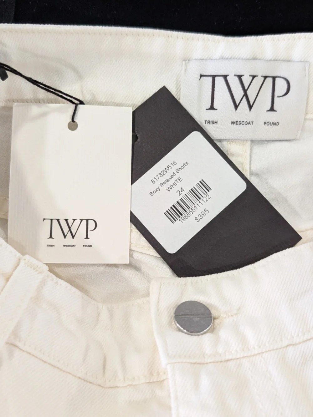 TWP Boxy Relaxed Denim Shorts White Size 24 Bermuda Straight Leg NWT $395 - Picture 5 of 14